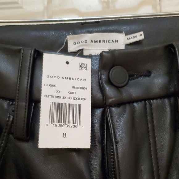 Good American Pants - Good American Black Iconic Leather Trousers. NWT
